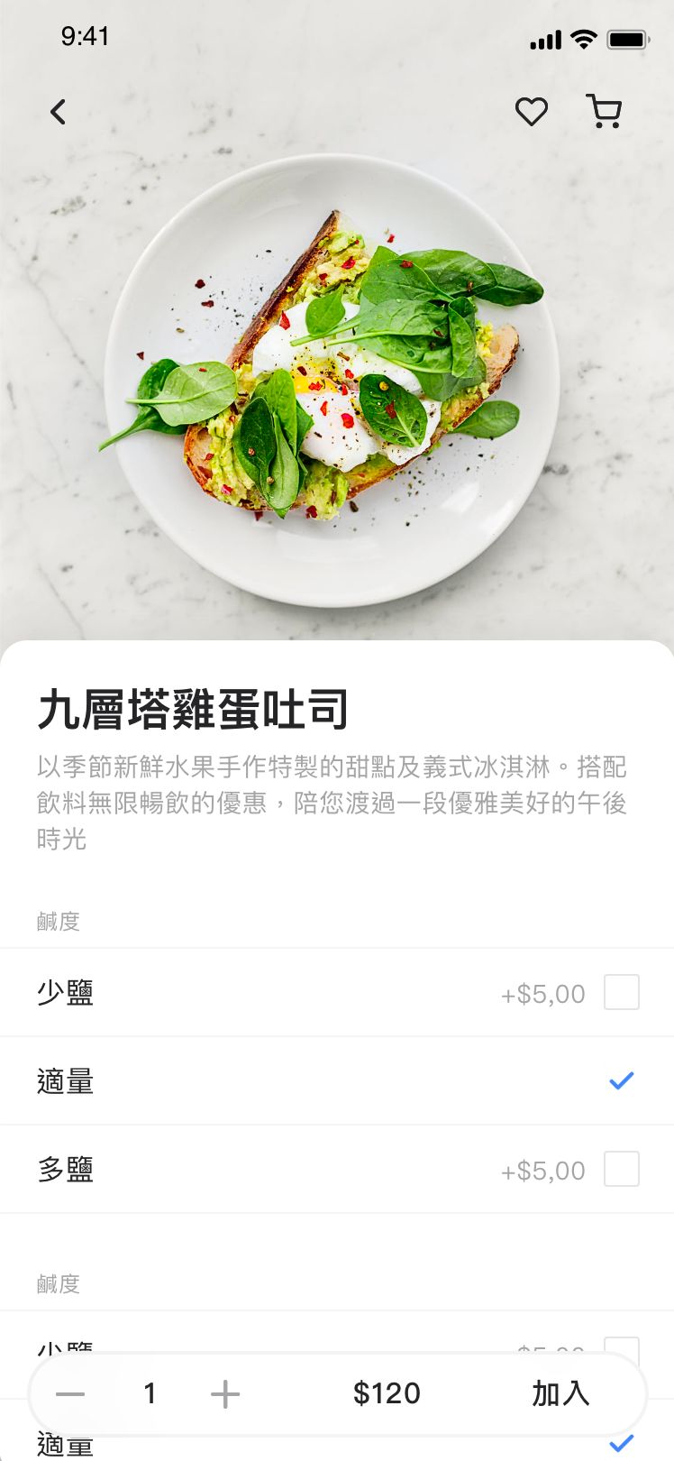 餐點詳細頁